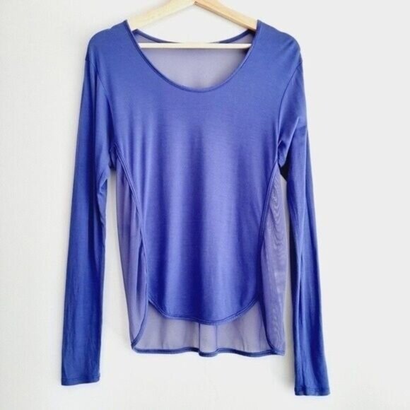 KARMA Athletic Lace Panel Long Sleeve Top Purple Sz S - Picture 2 of 8
